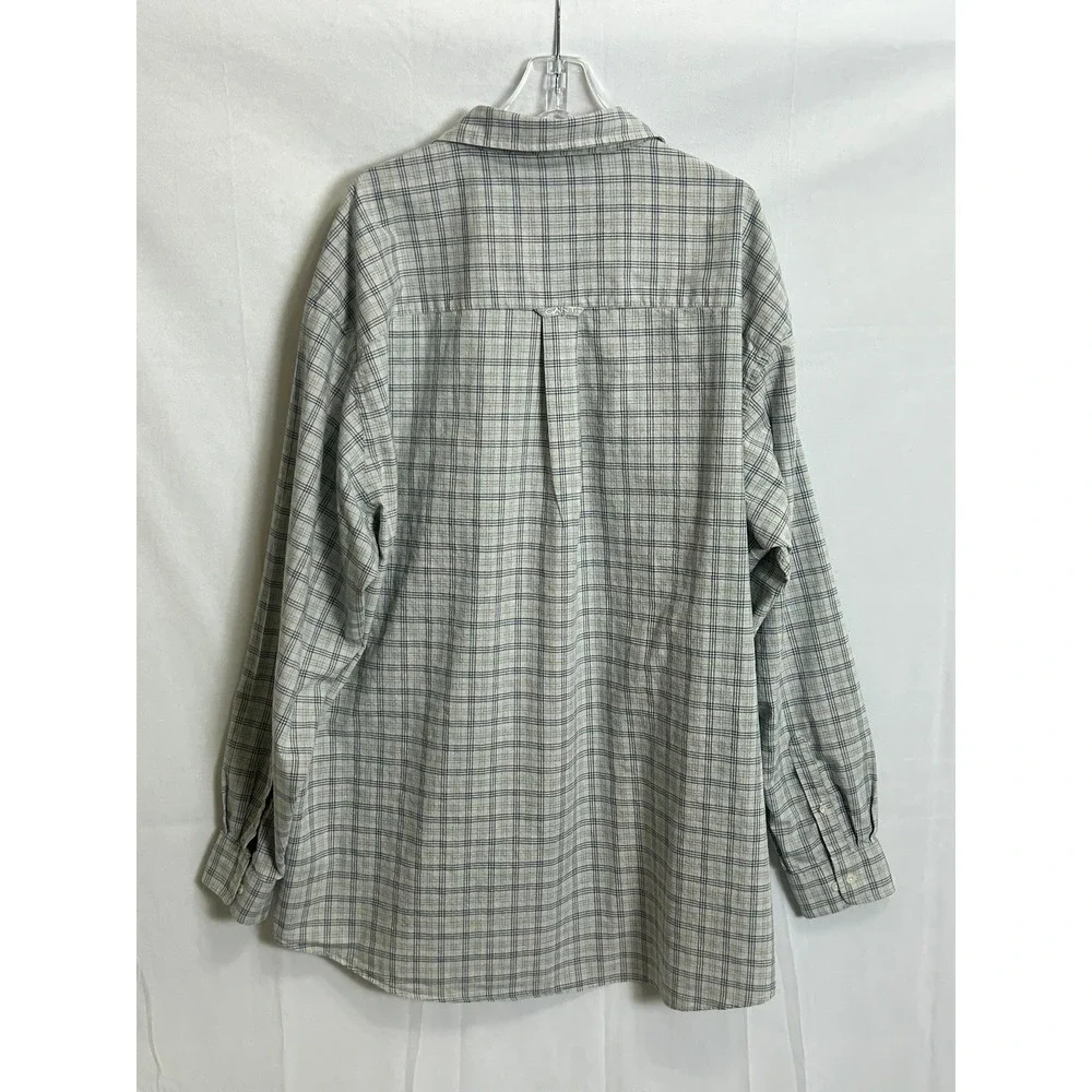 Gant New Haven Oxford Shirt Mens 3XLT Grey Blue Plaid Long Sleeve‎ Button Down